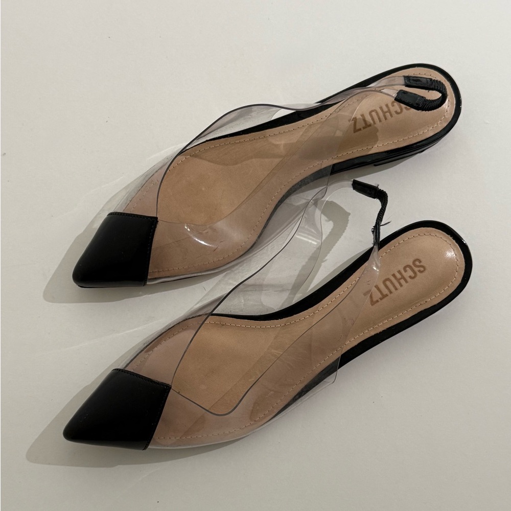 SCHUTZ Black and Clear Flats